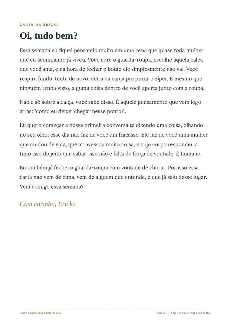 A carta da Ericka em uma edição do Clube
